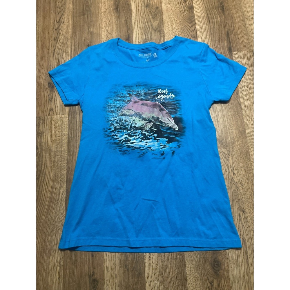 Reel Legends Shirt, Women's Size Medium, Blue, Short Sleeve